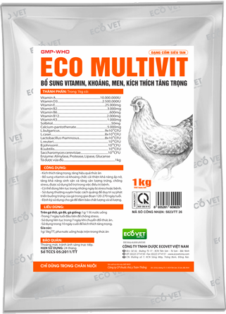 ECO MULTIVIT - Bổ sung vitamin, khoáng, men, kích thích tăng trọng.