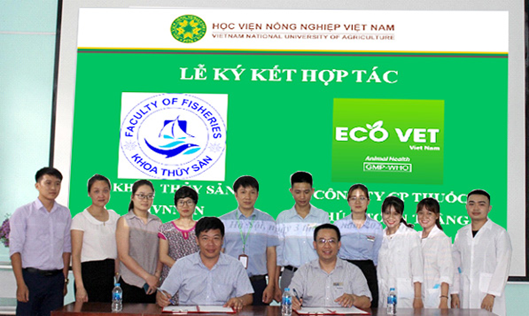 LỄ KÍ HỢP TÁC GIỮA KHOA THỦY SẢN - HVNNVN VÀ CÔNG TY TNHH DƯỢC ECOVET VINA.