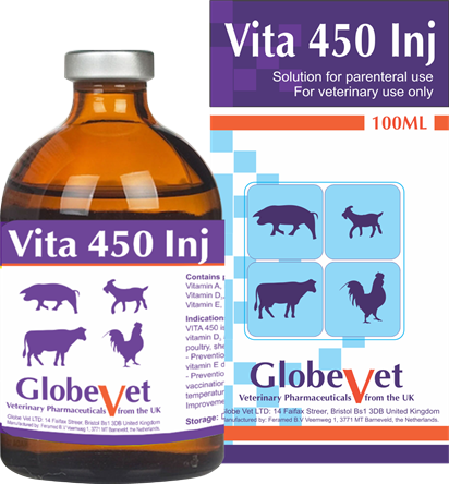 VITA 450 INJ - Bổ sung  VITAMIN A, D3, E cho vật nuôi.